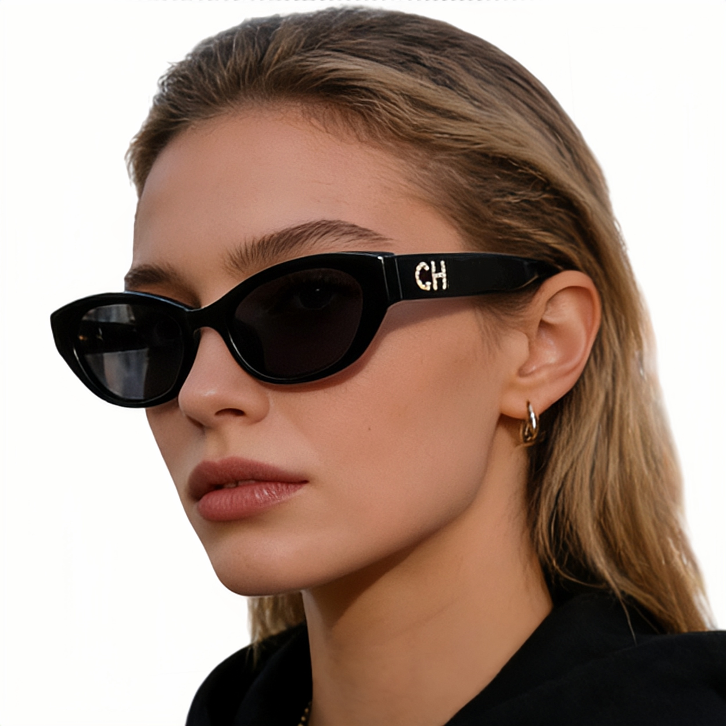 2026 New Designer Sunglasses Women Trend Cat Eye Curved Surface Lens Glasses Shining Men Womens Luxury shades sun glasses for women Y2K spicy girl with box - 1 of 8