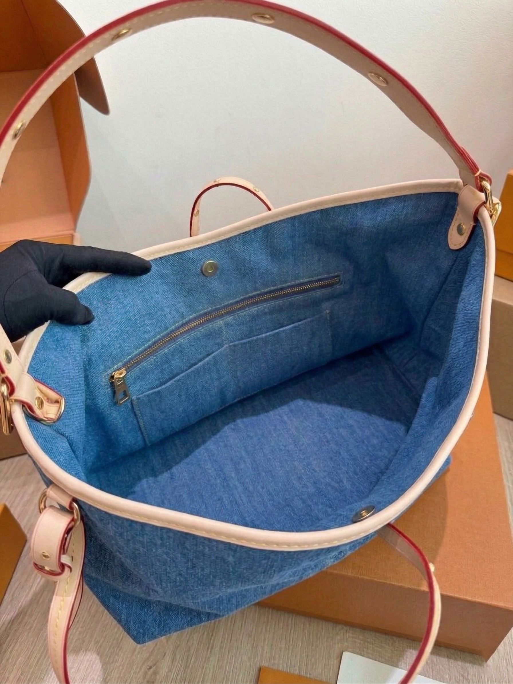 Designer High Quality Blue Denim Tote Bags Retro Women Shoulder Bag Fashion Crossbody Purses Classic Bucket Bag Backpack Wholesale Handbags Womens Purse PRPU - 5 of 8