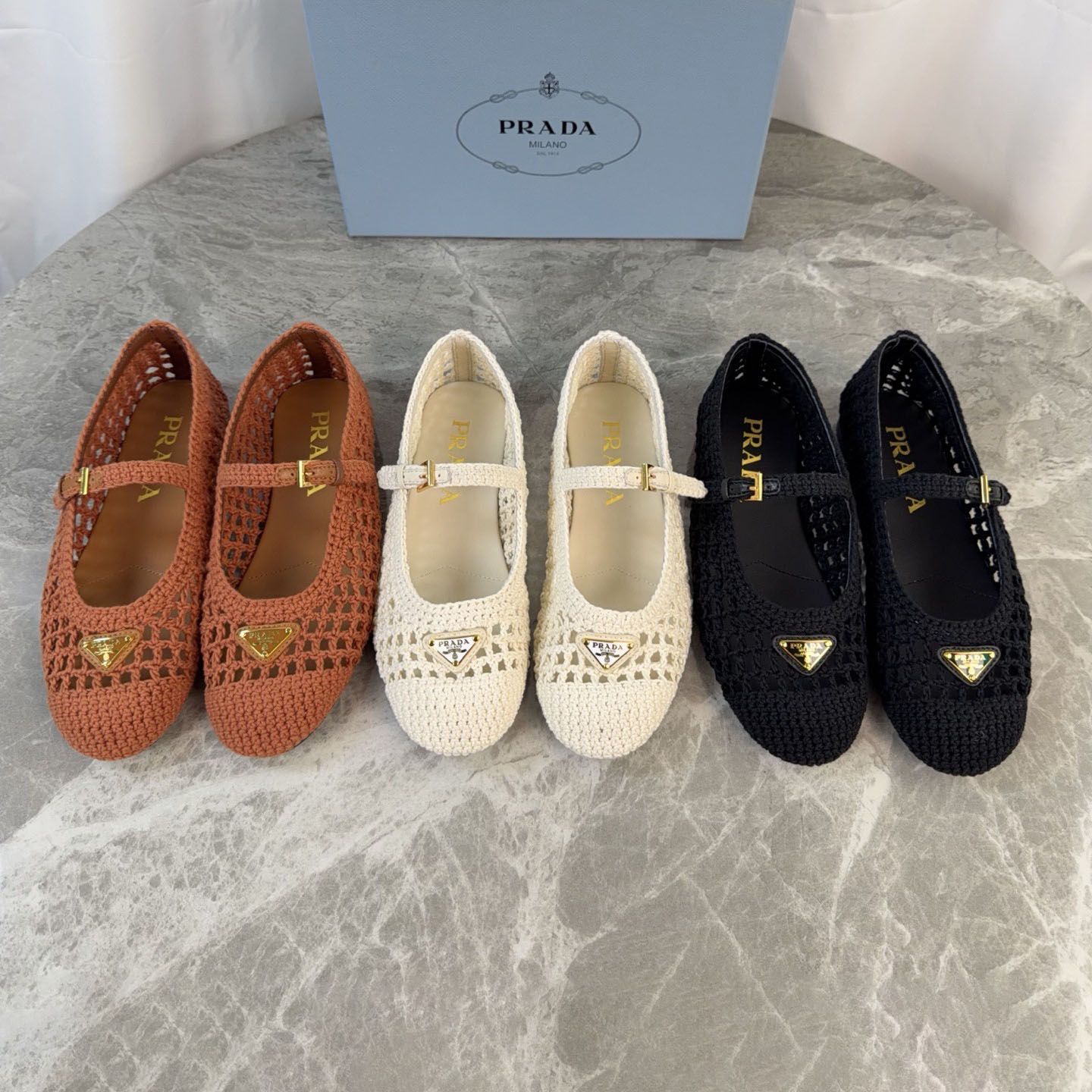 mesh ballet flats designer Classic Mary Jane Shoes Coarse Heel Flat Heel Woven Mesh Metal Buckle Women Dance Casual Ballet Shoes jane Shoes - 1 of 8