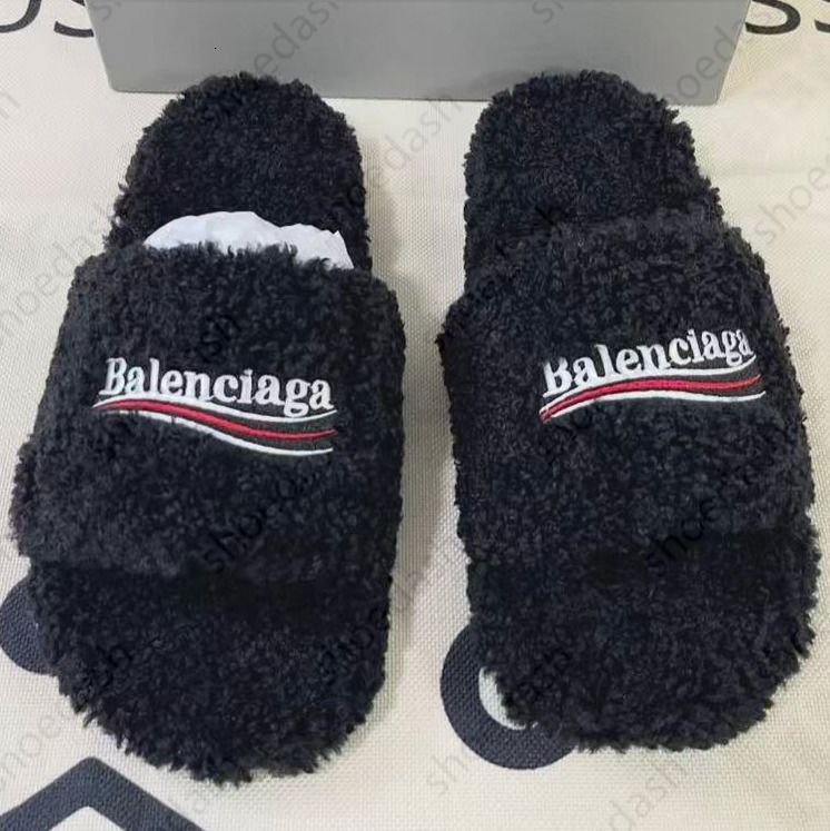 Furry Designer Sandals Fashion Tide Casual Shoes Women Man Sandals Slippers Rubber Flats Slides Bottoms Slippers Sandals Summer Beach Lightweight Shoes - 1 of 8