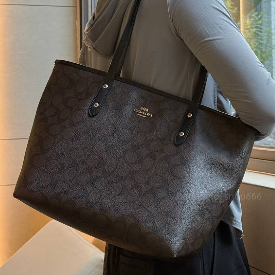 Designer Bag Luxury Bag Shoulder Bag Dark Brown tote bag Classic Large Capacity Canvas Bag Trendy Fall and Winter Must-Have Bag Metal Hardware Crossbody Bag - 8 of 8