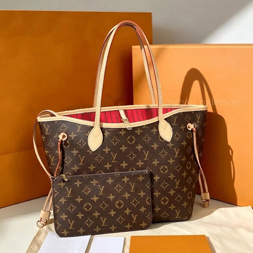 designer bag luxury bag tote bag shoulder bag full brown print bag leather bag crossbody bag high quality capacity composite shopping bag classic and popular styles - 2 of 9