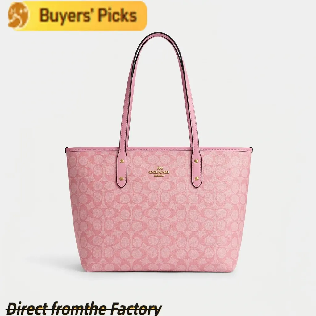 Pink Tote Bag Designer Bag Large Capacity Bag Women's Shopping Bag Canvas With Metal Hardware Classic Fall Winter Fashion BagClassic Fall/Winter Fashion Bag - 3 of 7