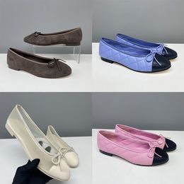 Women Suede Ballet Flats Designer Velvet Loafers Bow Mesh Sandals Dinner Dress Shoes Girls Slip-On Wedding Party Boat Shoes 891 - streetova