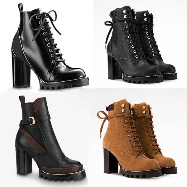 2026 New Designer Star Trail Ankle Boots Women High Heels Boot Classic Martin Desert Boots Girls Lady Suede Leather Boots Print Letter Platform Boot Shoes 013 - Shoes & Accessories - streetova