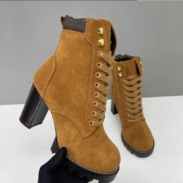 Suede Star Trail Boots Designer Women Boots Leather High Heels Winter Martin Boot Womens Ankle Booties Vintage Style 013 - Shoes & Accessories - streetova