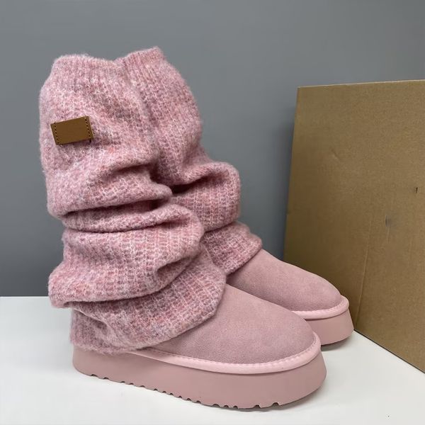 Classic Mini Dipper Boots Wool Over The Knee Boots Womens Puffer Boot Winter Sock Boots Wool Platform Boots Warm Wear Stretch Seam 960 - Shoes & Accessories - streetova