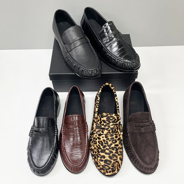 10A Designer Pleated Penny Loafers For Men Women Genuine Leather Le Loafer Mules Slippers Creased Suede Flat Shoes Large Size EU47 Dress Shoes 1137 - Shoes & Accessories - streetova