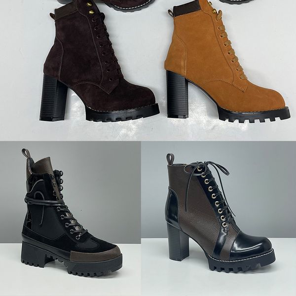 EU42 Designer Women Boots Winter Martin Boots Classic New Low High Heels Boots Vintage Print High QualityAnkle Boots Desert Boot Snow Shoes Winter Shoes 013 - Shoes & Accessories - streetova