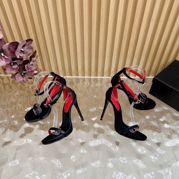 Designer Fashion Women Pointed Toe Dagger Stiletto Sandals Open Heel Suede High Heels Summer Open Heel High Heels 998 - Shoes & Accessories - streetova