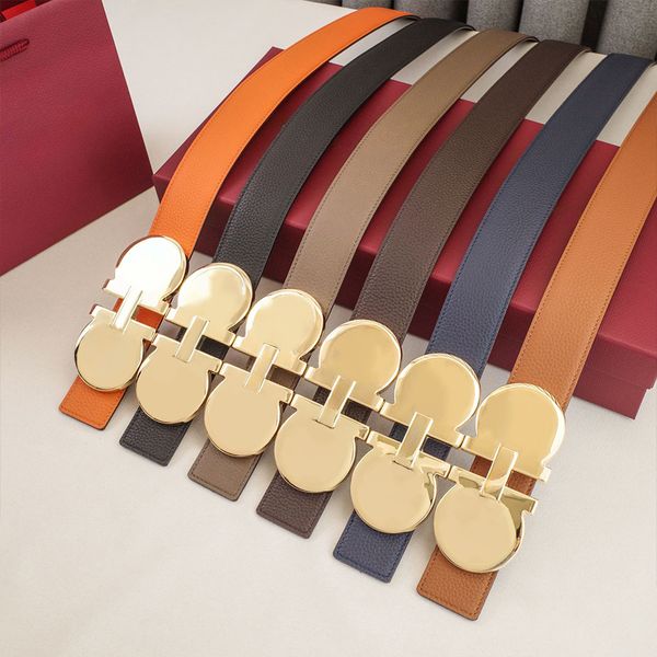 Mens Woman Belt Luxury Genuine Leather Belts Golden Silver Smooth Buckle 3.5cm 3.8cm Width Man Woman Waistband Lychee Texture 16 Model Optional Waist Girdle - Fashion Accessories - streetova