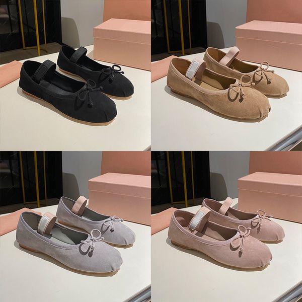 Designer Loafers Ballet Flat Shoes Women Leather Sandals Butterfly Soft Sole Suede Sneaker Elastic Band Shallow Mouth Mary Janes Casual Shoes 1062 - Shoes & Accessories - streetova