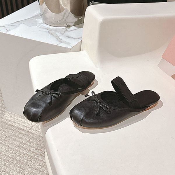 Fashion Girls Pink Satin Ballet Flats Ballerinas Luxury Bow Silk Mary Janes Leather Mules Round-toe Dress Shoes 1062 - Shoes & Accessories - streetova