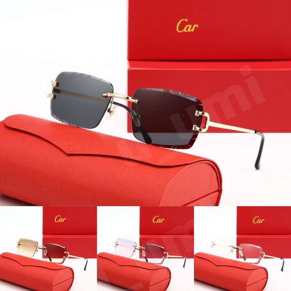 Luxury Designer Sunglasses Panthere Santos Rimless Metal Frame Titanium Gold Tone Leopard Claw Detail UV400 Protection Fashion Eyewear For Men Women With Box - Fashion Accessories - streetova