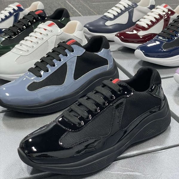Men Women Americas Cup Xl Leather Sneakers High Quality Patent Leather Flat Trainers Black Mesh Lace-up Casual Shoes Outdoor Runner Trainers Sport Shoe 53 - Shoes & Accessories - streetova