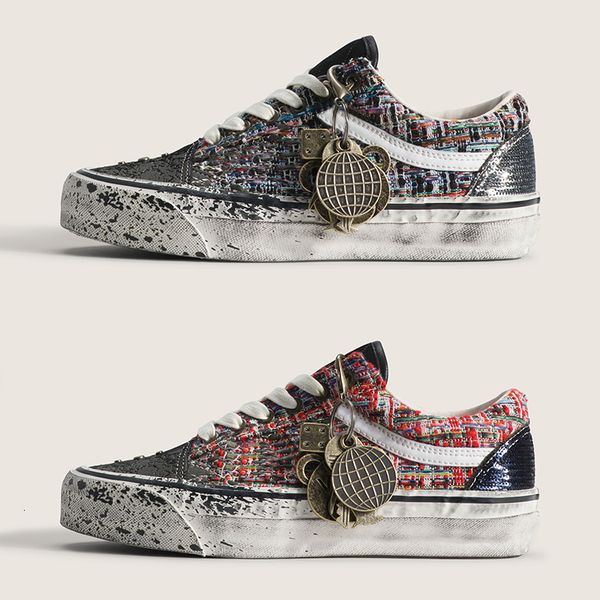 2026 Men Canvas Shoes Luxury Pearlized Sneakers Pearls Design Trainers Old Sports Casual Shoes Lace-Up Walking Shoe 1083 - Shoes & Accessories - streetova