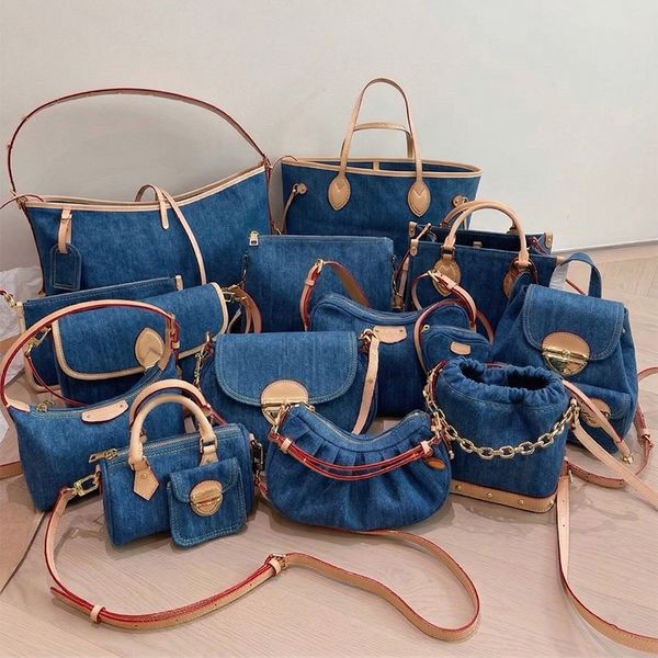 Designer High Quality Blue Denim Tote Bags Retro Women Shoulder Bag Fashion Crossbody Purses Classic Bucket Bag Backpack Wholesale Handbags Womens Purse PRPU - Bags, Luggage & Accessories - streetova