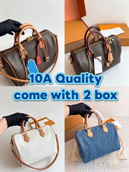 Women's Designer-Style Boston Duffle Bag Genuine Leather Classic Pattern Canvas Shoulder Bag Vintage Boston Crossbody Handbags Tote Fashion Purse Travel Bag PRPU - Bags, Luggage & Accessories - streetova