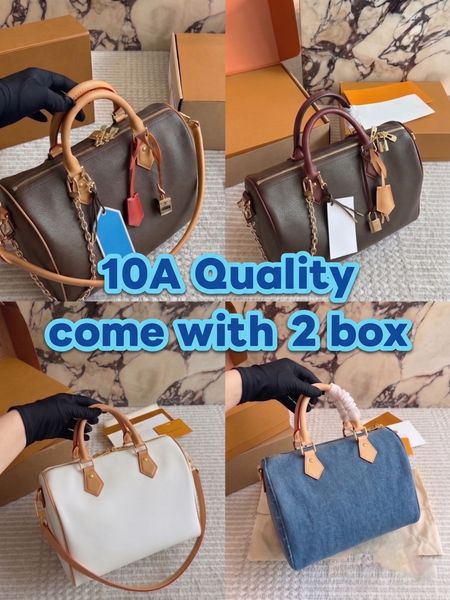 Premium Grade Womens Boston Duffle Bag Genuine Leather Classic Pattern Canvas Shoulder Bag Vintage Boston Crossbody Handbags Tote Fashion Purse Travel Bag PRPU - Bags, Luggage & Accessories - streetova