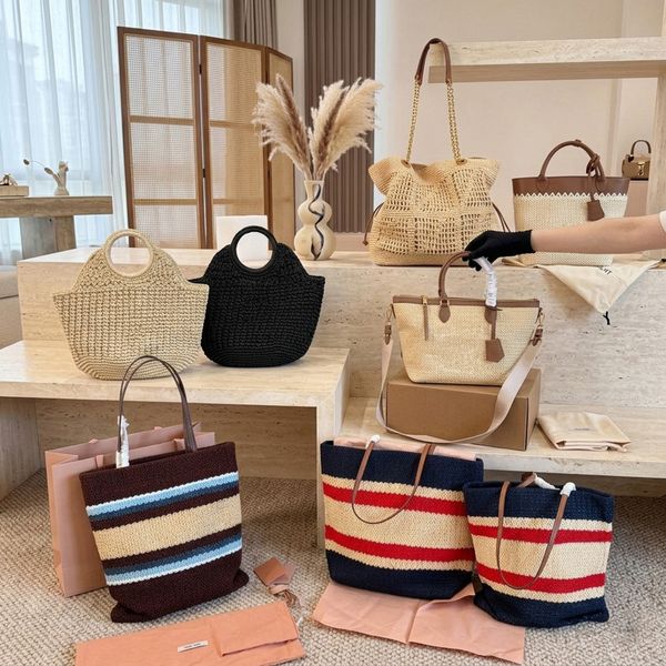 Designer Straw Beach Bags for Women Large Tote Women Crochet Handbags Summer Shoulder Bag Lady Travel Hobo Bag Purses Big Capacity Woven Shopper Holiday Bag PRPU - Bags, Luggage & Accessories - streetova