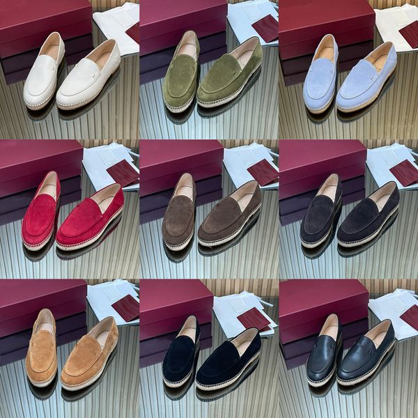 2026 New Women's Chic Espadrille Flats Designer Loafers Straw Woven Slip-On Slippers Soft Suede Leather Casual Summer Shoes 1034 - Shoes & Accessories - streetova
