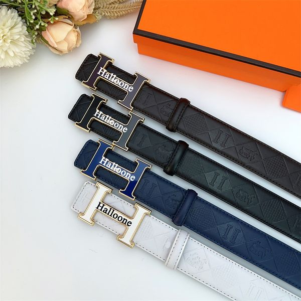 Mens Luxury Designer Belt For Men And Women Ceinture Luxe Silver Buckles H Belts Striped Double Sided Casual Style Papercut Width 3.8cm size 105cm-125cm with box - Fashion Accessories - streetova