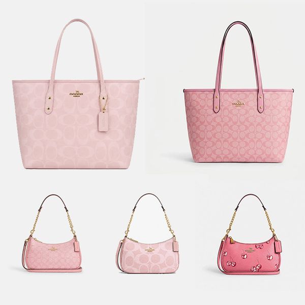 Pink Tote Bag Designer Bag Large Capacity Bag Women's Shopping Bag Canvas With Metal Hardware Classic Fall Winter Fashion BagClassic Fall/Winter Fashion Bag - Bags, Luggage & Accessories - streetova
