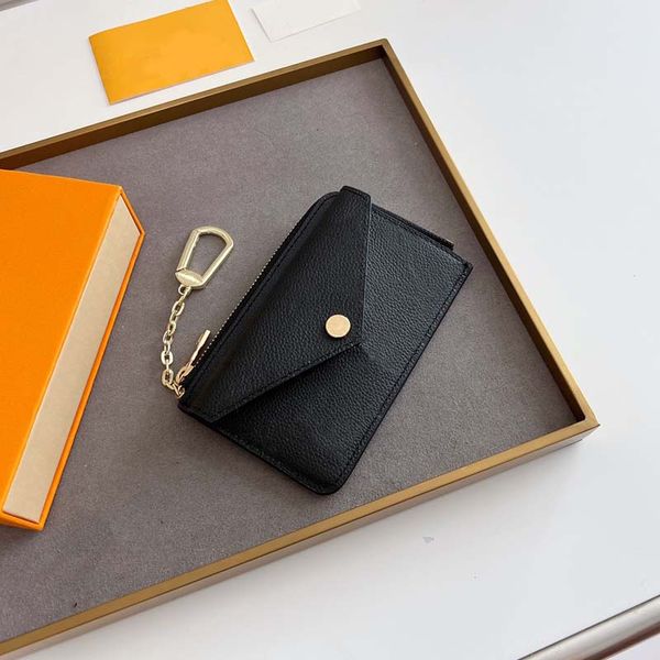 Designer wallet key chain pouch women Card Holder keychain Fashion purses embossed leather purse credit card mini wallets lady short money clutch bag with box PRPU - Bags, Luggage & Accessories - streetova