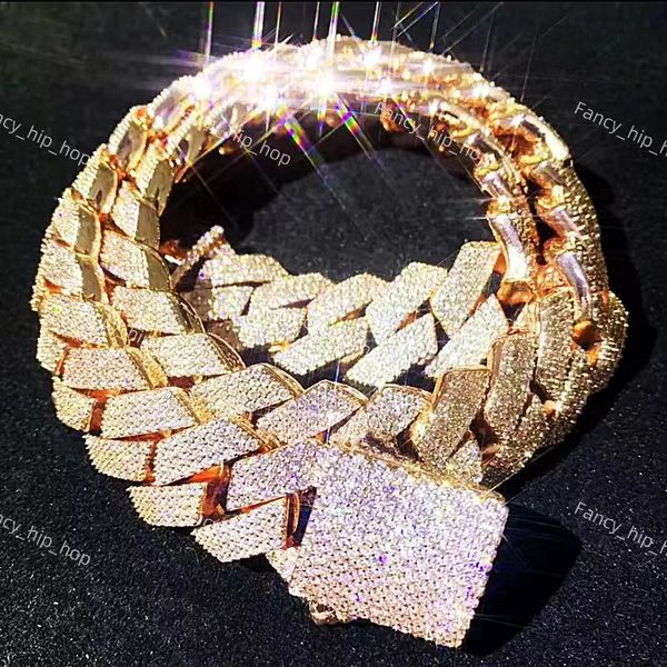Necklace Moissanite designer chain silver gold rose gold iced out chain pass diamond tester pendant 925 Sterling Vvs cuban link chain