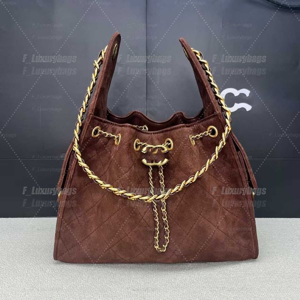 Evening Bags Shoulder Bags Designer shoulder diamond check long chain fashion bucket crossbody bag Big homeless person 25 suede leather grey casual luxury brand - Bags, Luggage & Accessories - streetova