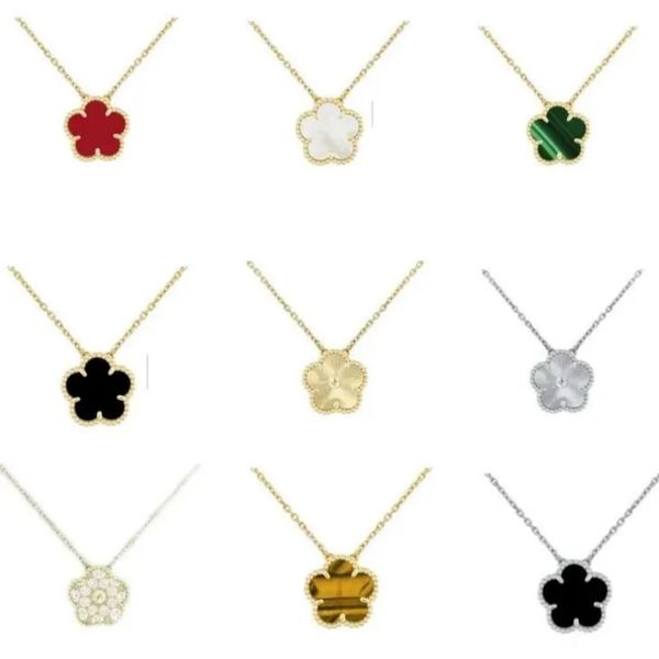 5 flower jewelry luxury designer necklace clover necklace women mother of pearl diamond stainless steel chain plated gold pendant silver wedding necklaces woman - Jewelry - streetova