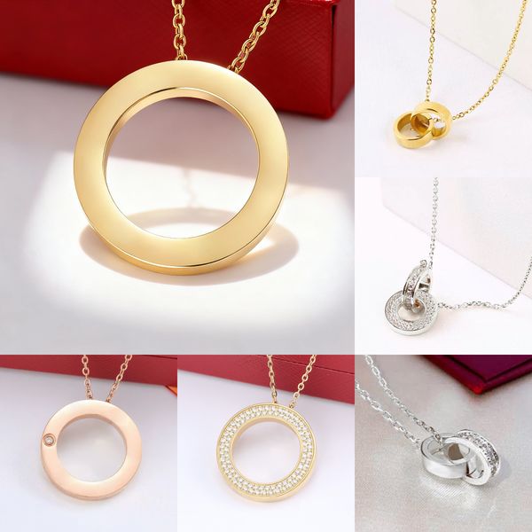 love necklace luxury jewelry designer necklace for woman circle pendant necklace with diamond 45cm screw necklace cross stone stainless steel necklace womens gift - Jewelry - streetova