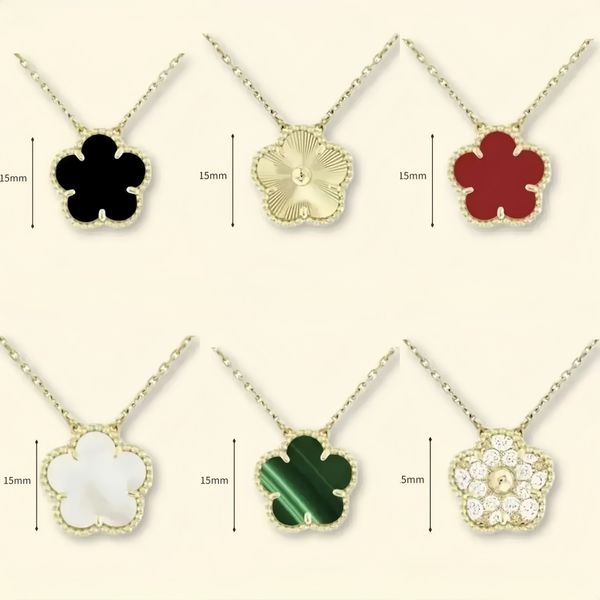 flower necklace designer for women classic clover necklace 15mm stainless steel iewlery mother of pearl diamonds pendant necklace designer iewelry women gift box - Jewelry - streetova