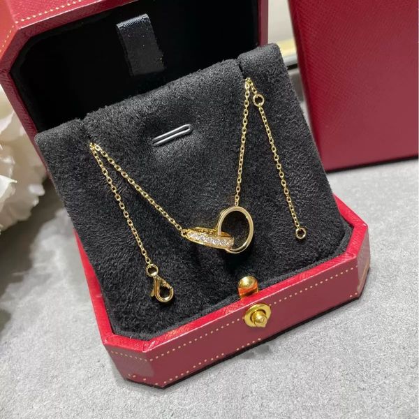 Luxury Designer Necklace Diamond Screw Love Necklaces For Men Cool Aesthetic Double Hoop Cjeweler Chains Mens Woman Pendant Necklaces Ladies Jewelry Gold Necklace - Jewelry - streetova